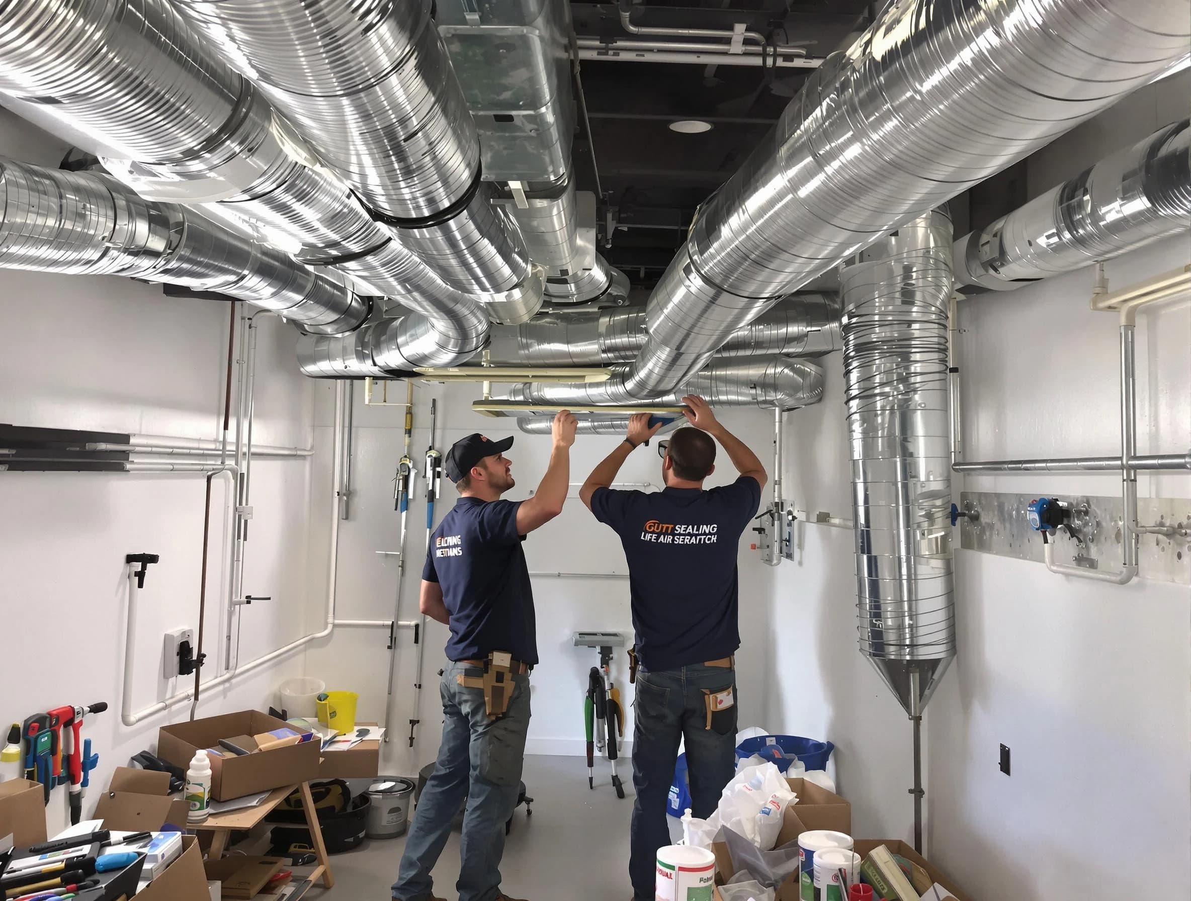 Meridian Air Duct Cleaning technician applying professional duct sealing solutions in Meridian