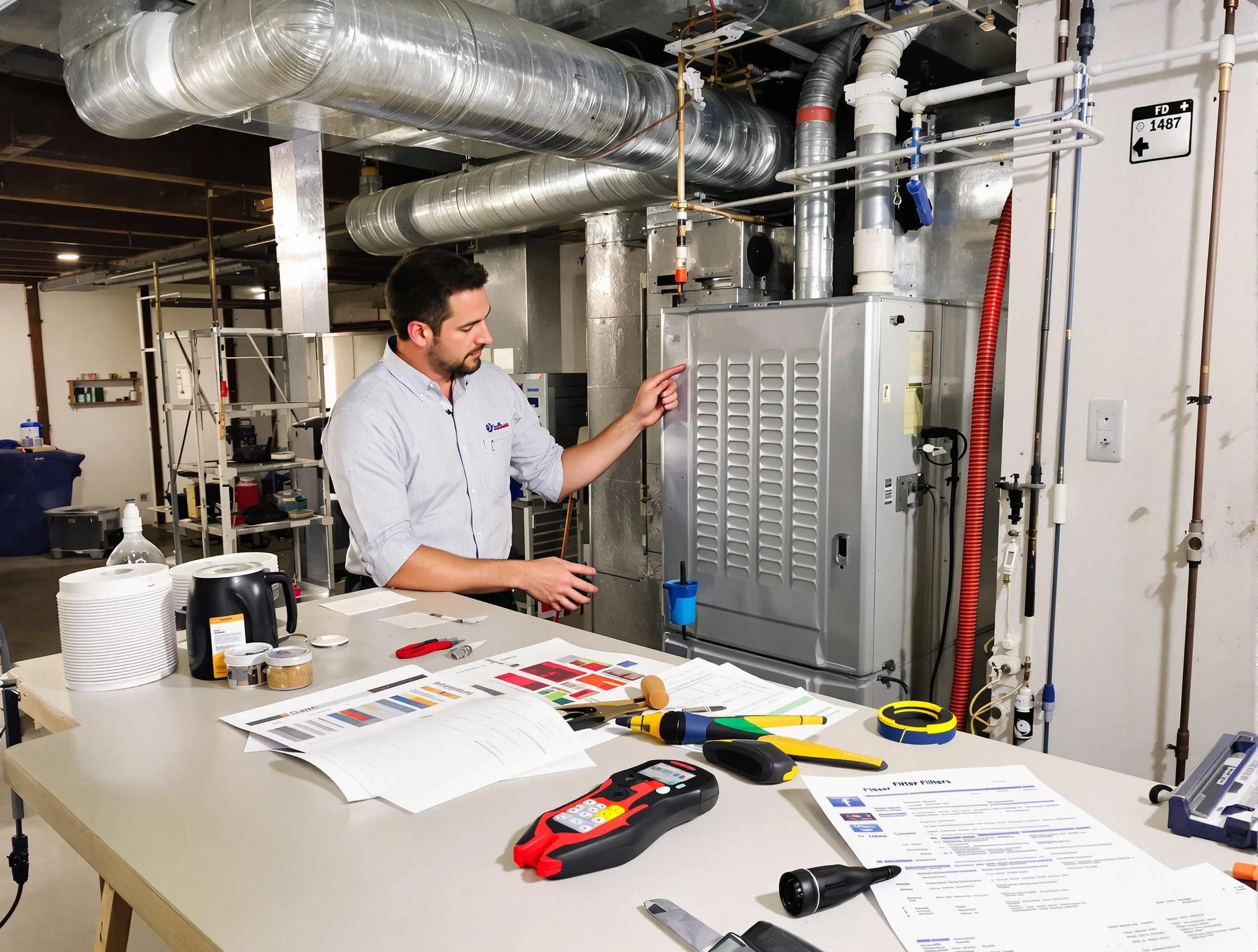 Meridian Air Duct Cleaning inspector conducting detailed filter system evaluation using professional diagnostic tools in Meridian