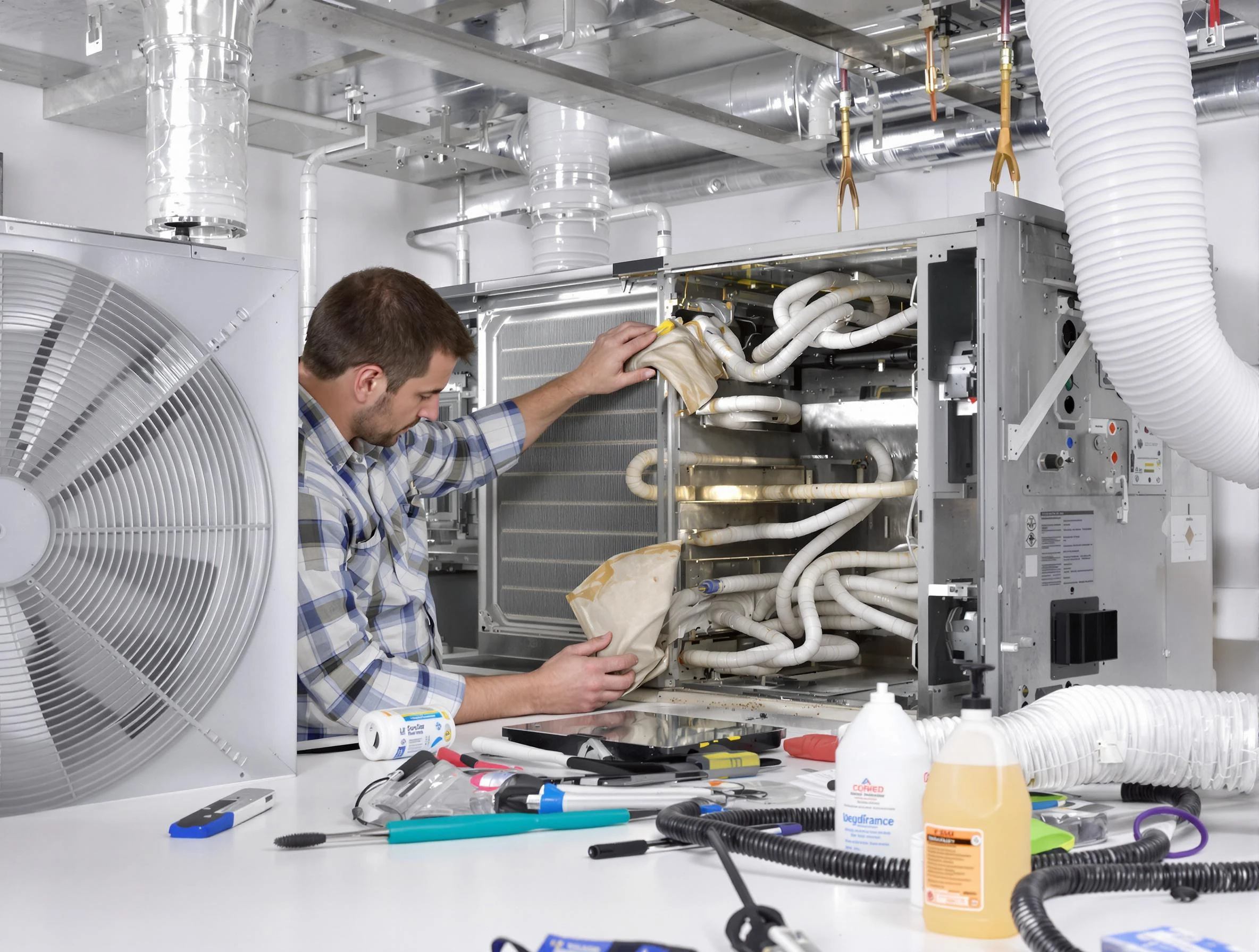 Meridian Air Duct Cleaning specialist performing precision AC coil cleaning in Meridian