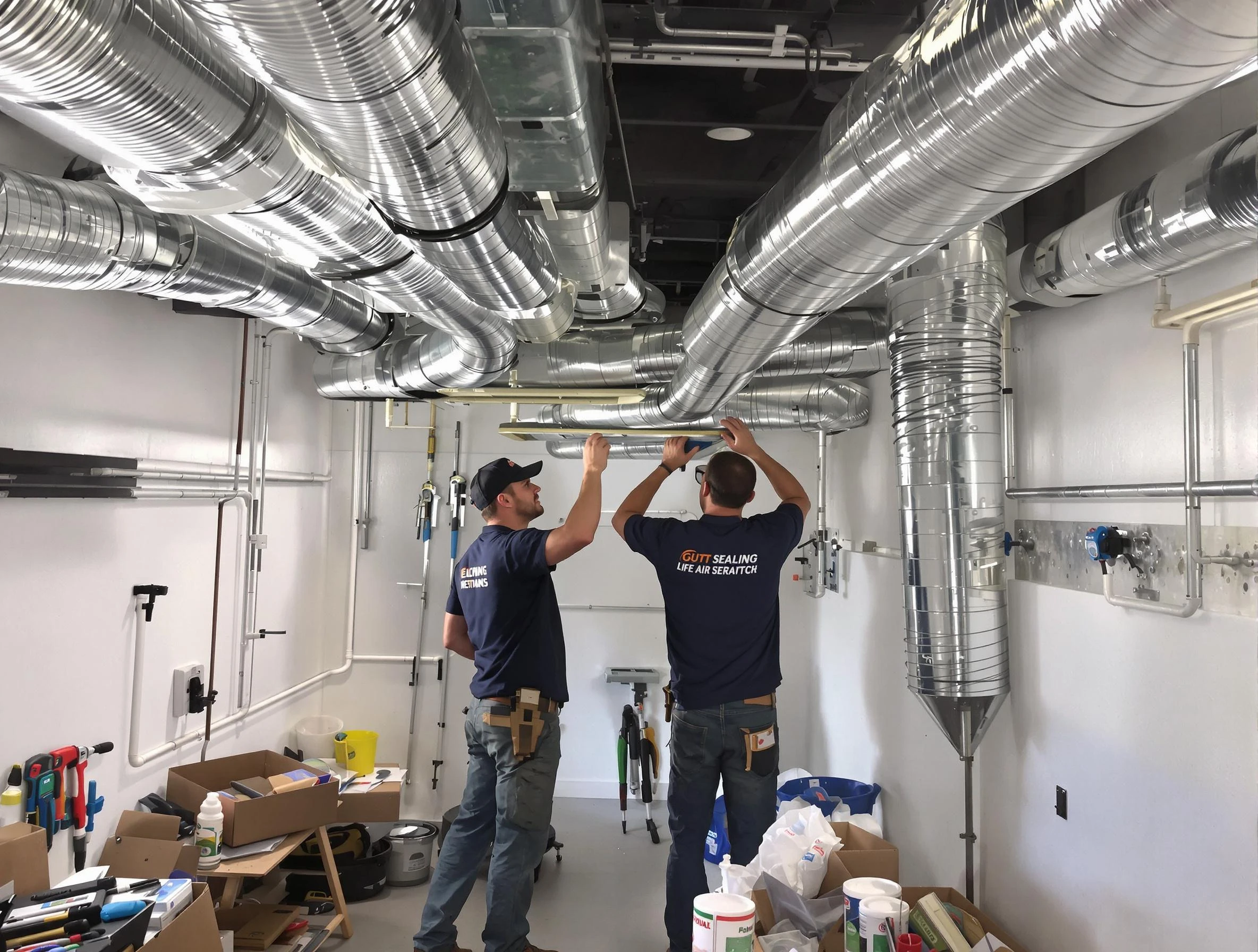 Meridian Air Duct Cleaning technician applying professional duct sealing solutions in Meridian