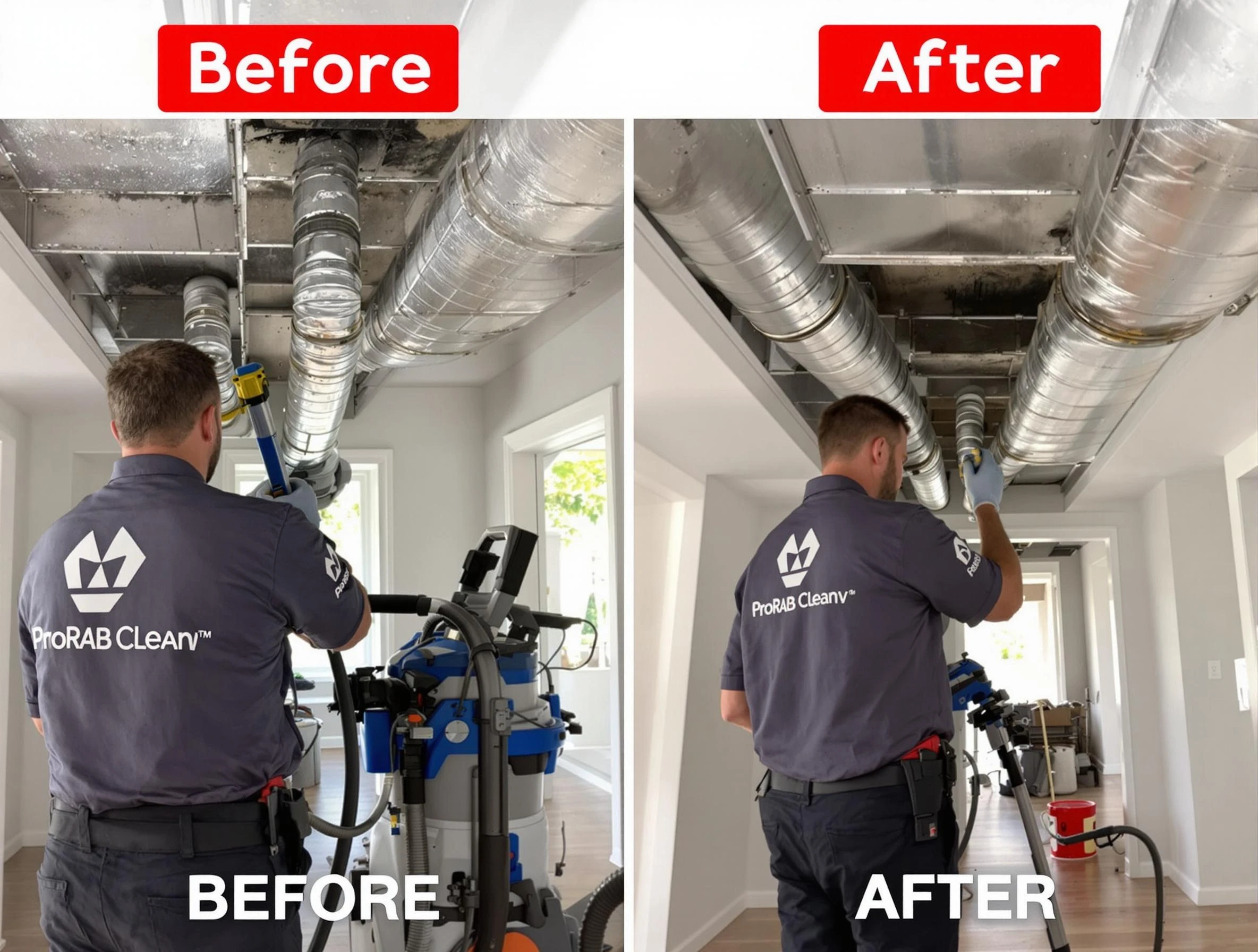 Meridian Air Duct Cleaning expert performing thorough residential duct cleaning in a Meridian home